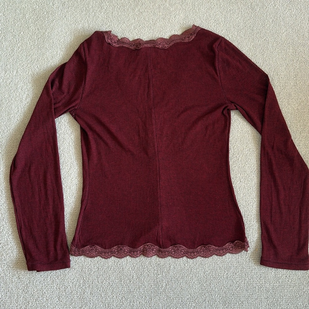 FREE PEOPLE Intimately Big Love Rib Cardi - Ruby Heather NWOT - Picture 6 of 7